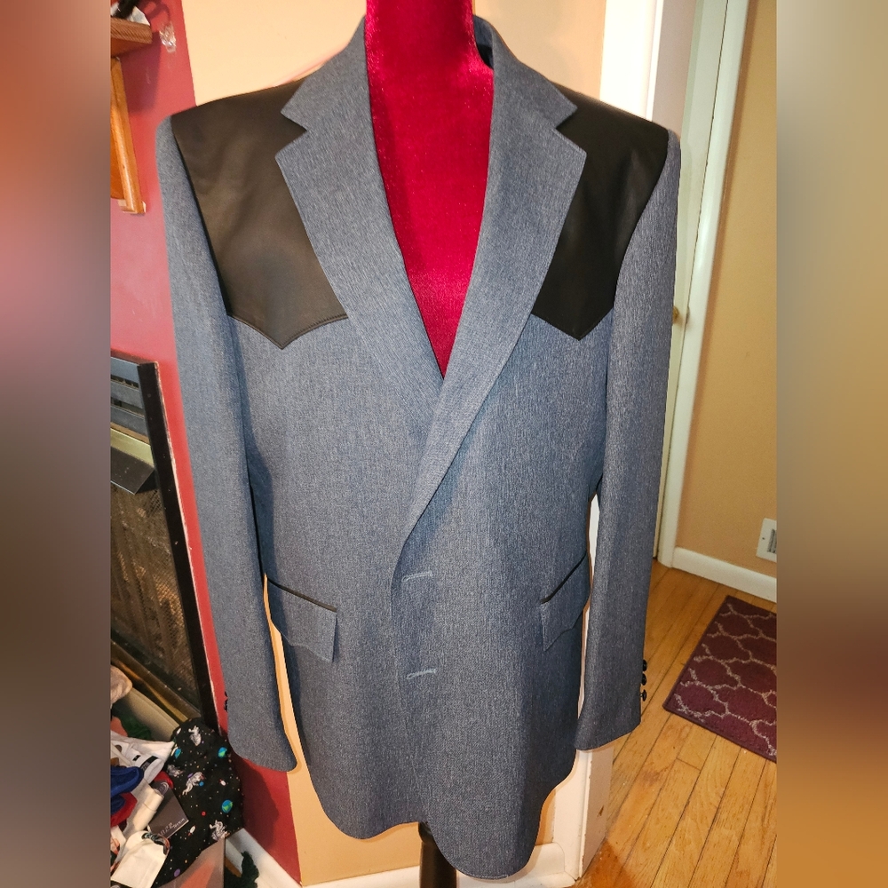 PAGANO WEST WESTERN WEAR MEN'S BLUE WESTERN STYLE BLAZER SZ48L MADE IN THE USA